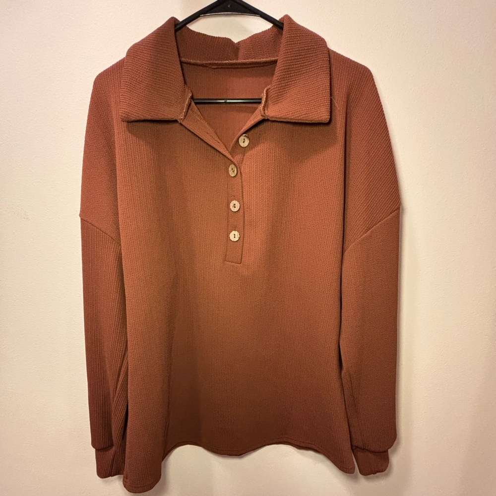 SHEIN Rust Button-Down Collared Shirt